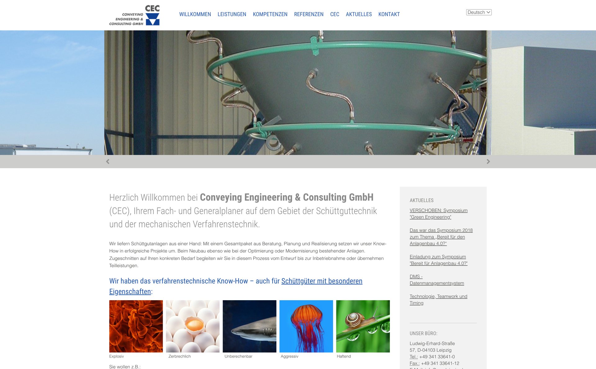 Die alte CEC-Website vor dem Relaunch – Design aus den 2010er-Jahren