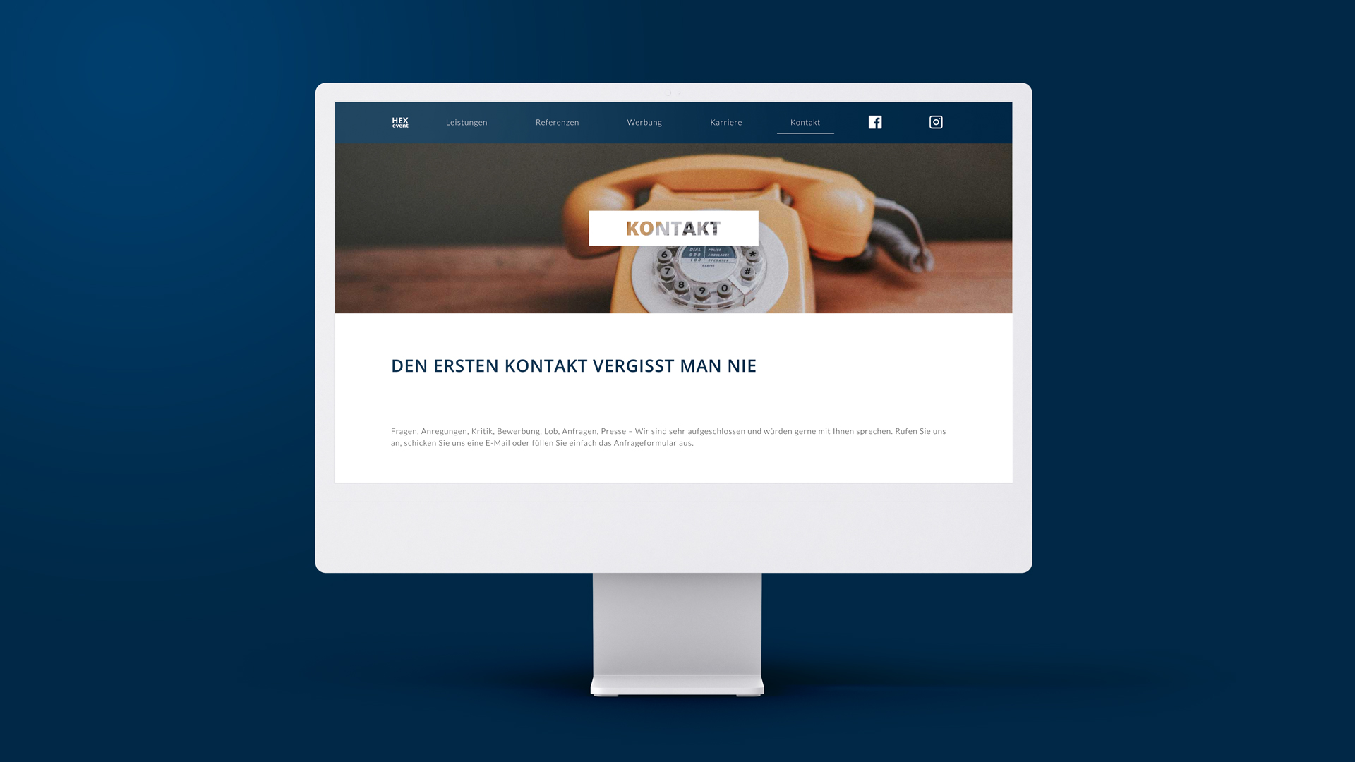 HEXevent Website auf einem iMac