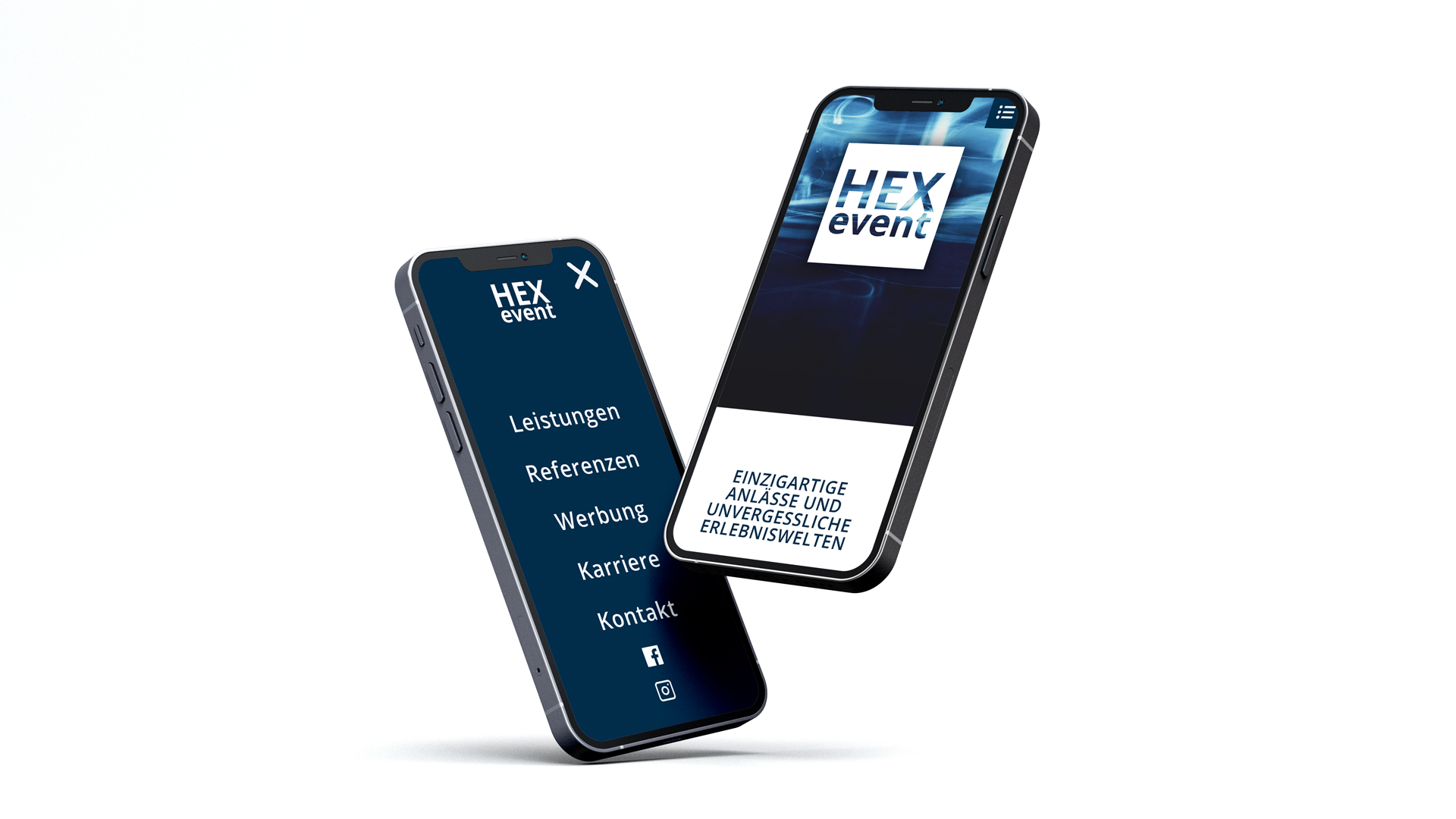 HEXevent Website auf Mobilgeräten