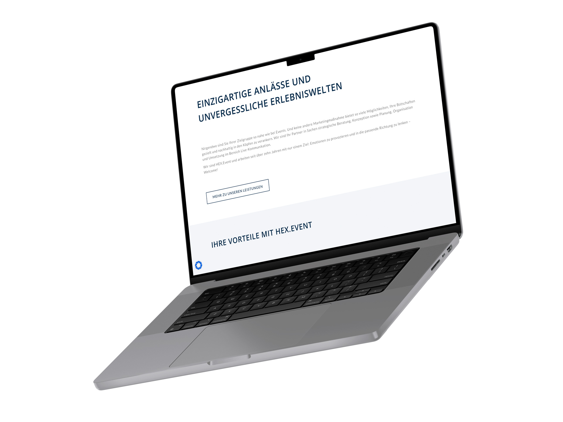 HEXevent Website auf MacBook Pro