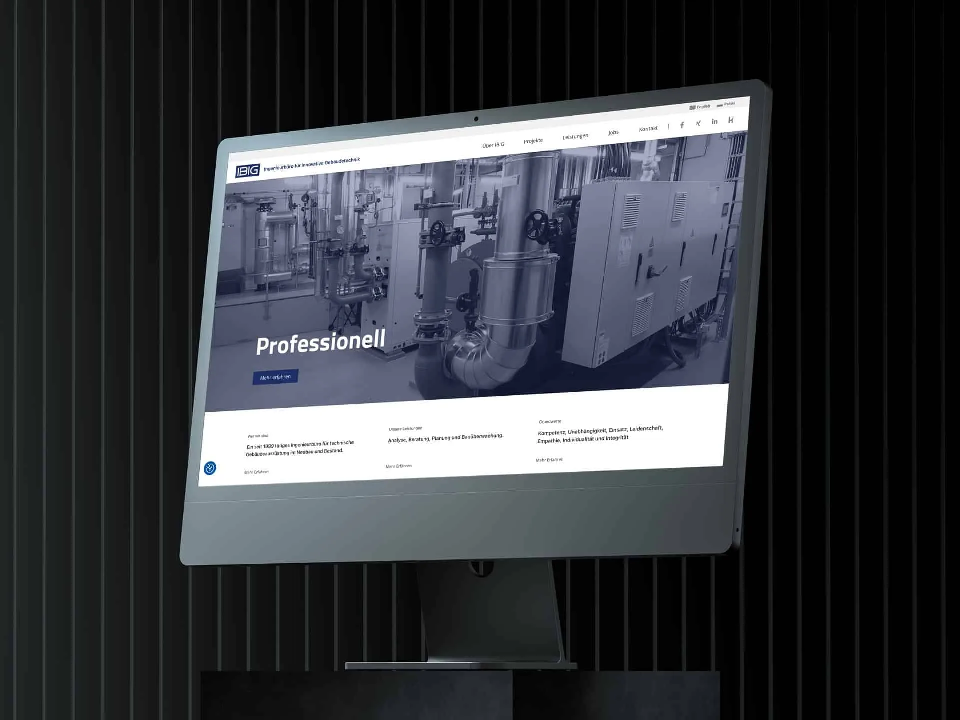 Screenshot der IBIG Ingenieurbüro Website, erstellt von Bureau Marten