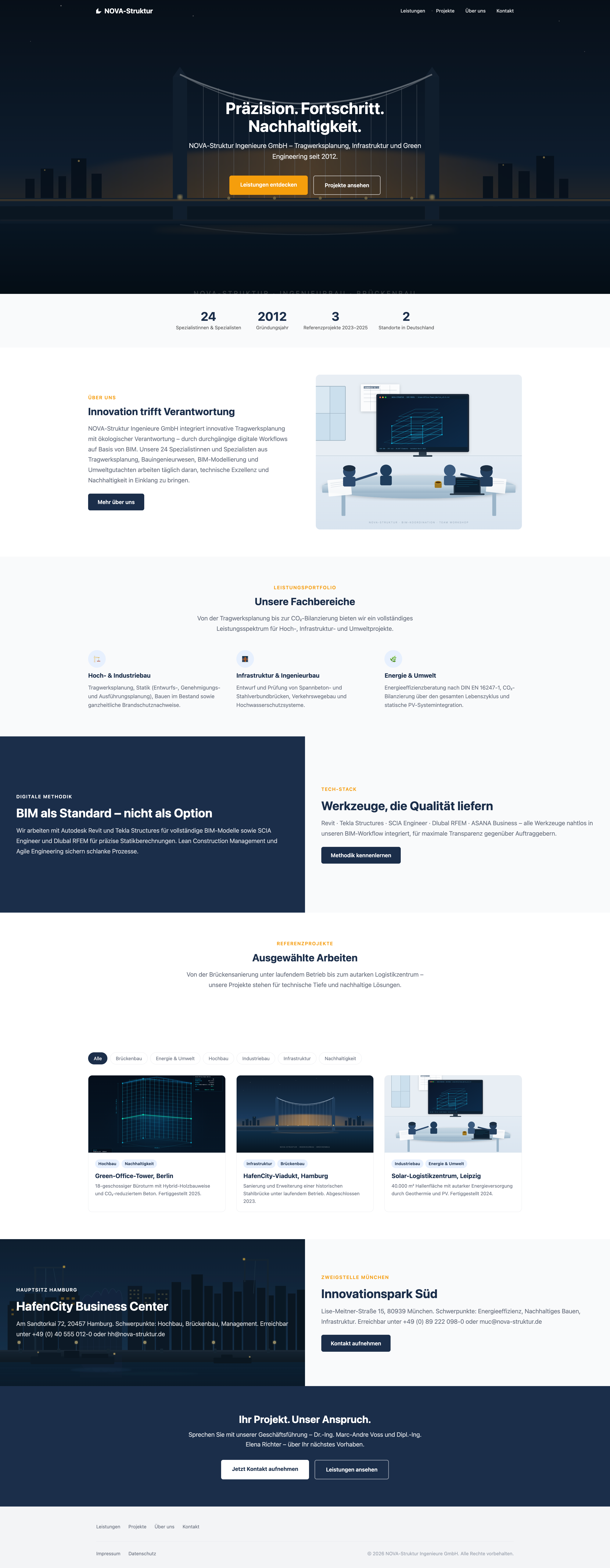 Konzept-Variante 1 – Ingenieurbüro Website, Bureau Marten