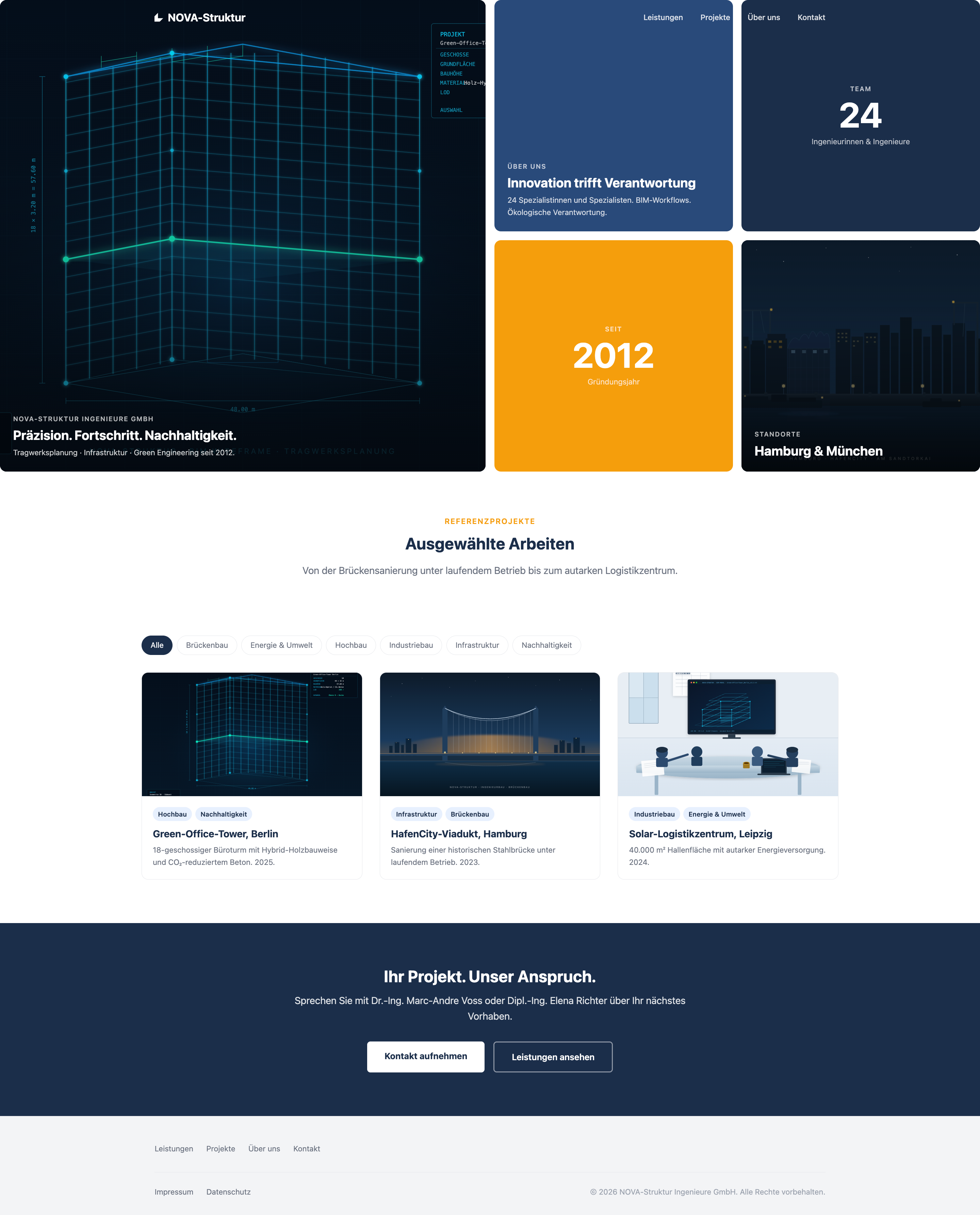 Konzept-Variante 2 – Ingenieurbüro Website, Bureau Marten