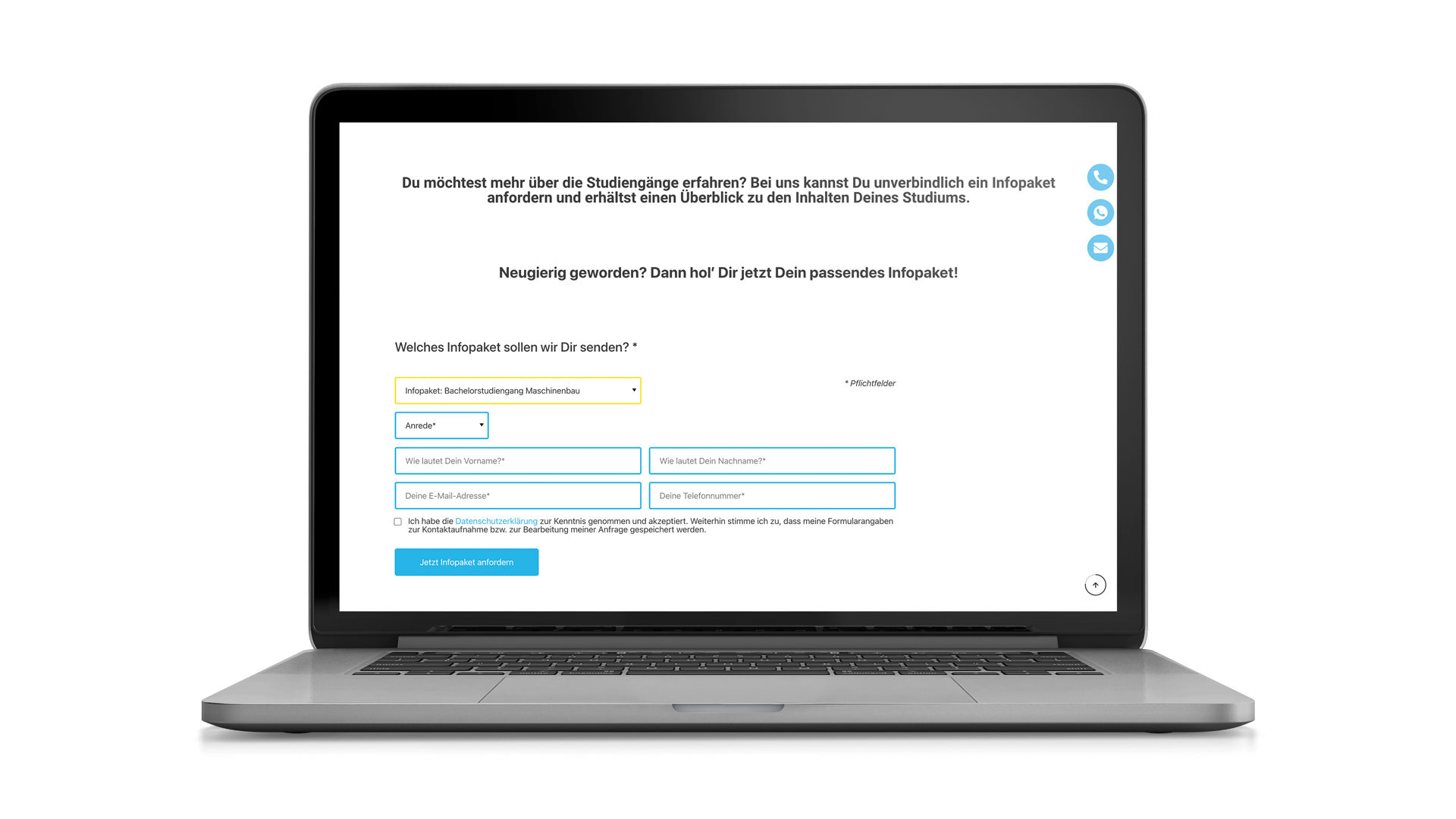 Ostfalia Bewerber-Portal auf einem Notebook